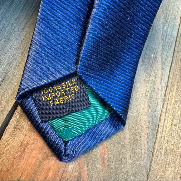 Tommy Hilfiger Green Navy Silk Striped Tie‎ - Picture 3 of 4